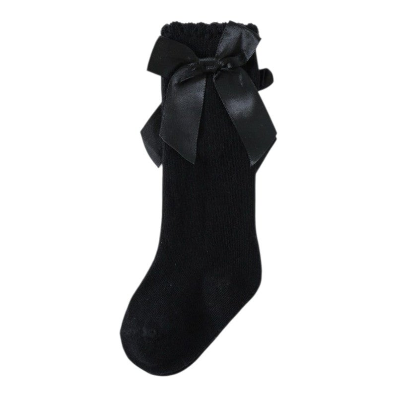 Genaric شراب طويل للأطفال بناتي بفيونكة، من عمر0 الي 18 شهرآ متوفر بألوان أبيض، رمادي، أحمر، بينك، أسود، زيتي 236 - Image 1